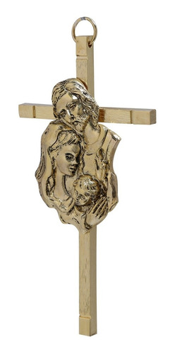 Cruz Sagrada Familia, Cristo, Crucifijo. Baño  De Oro 