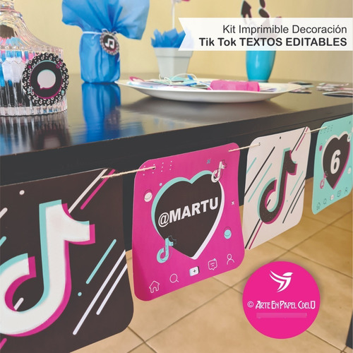 Imagen 3 de 9 de Kit Imprimible Decoración Candy Bar Tik Tok Textos Editables