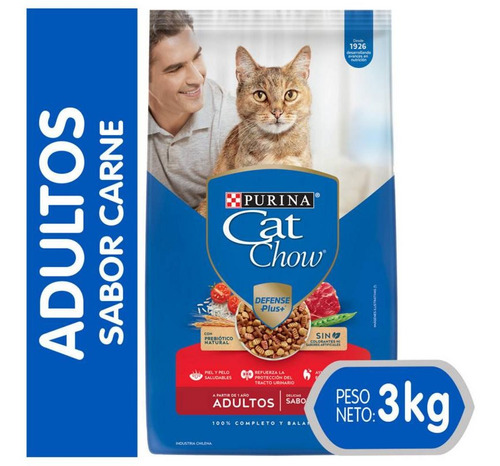 Alimento Para Gatos Cat Chow 3 Kg Carne(1 Saco)super