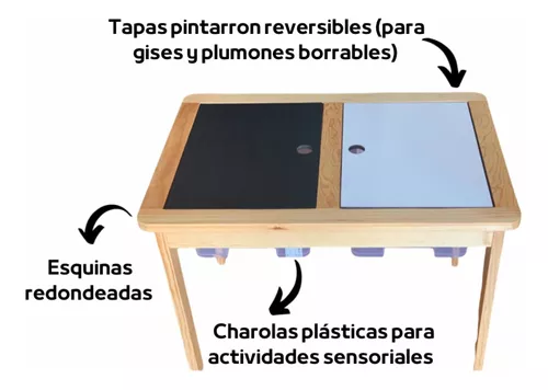 Mesa Sensorial Montessori Multifuncional + 2 Sillas