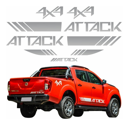 Adesivo Lateral E Traseira Para Frontier Attack 4x4 18349 Cor PRATA