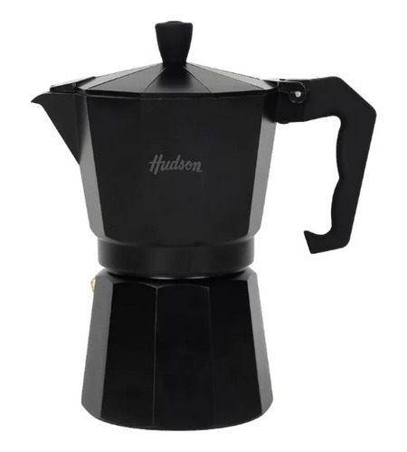 Cafetera Aluminio Hudson Negra 6 Tazas Cafe Full Black Color Negro