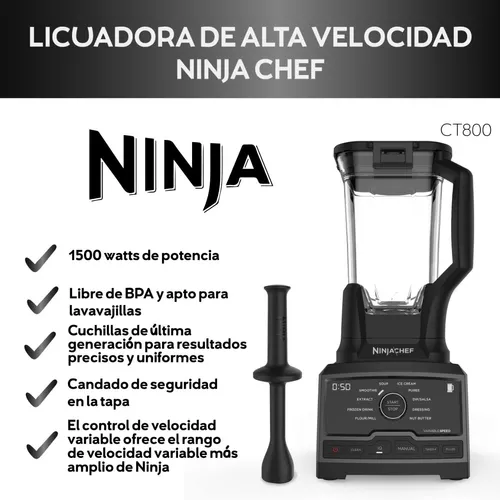 Licuadora Ninja Chef CT800C 2.1 L negra con vaso de plástico 120V