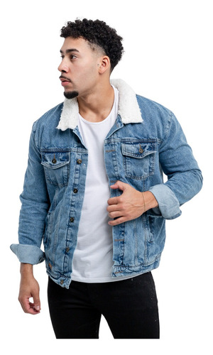 Campera Jacket Jean Forrada Con Corderito Hombre Ebk®