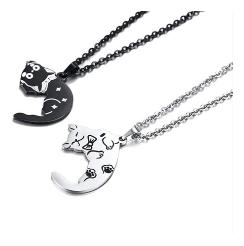 Collares Gatos Traviesos Acero Parejas Novios Mujer Hombre