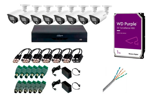 Kit Dvr 8ch 5mp + 8 Cam 5mp Full Color + 100m Utp + 1tb