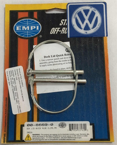 Empi Seguros Para Cofre O Tapa De Motor Wv Sedan 00-8669-0