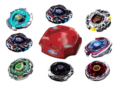 4 Peão Tornado Compatível Beyblade Wild Top Arena Vermelho