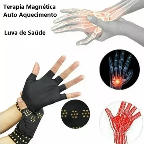 Par Luvas Sem Dedos Artrite Alívio Dor Terapia Magnética