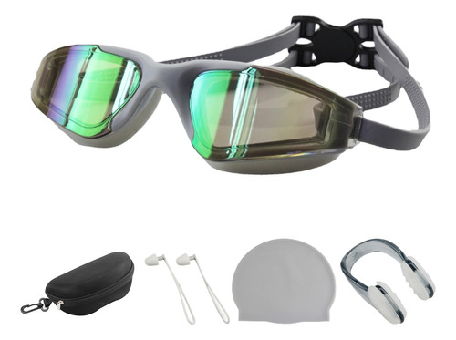 Goggles Natación Gafas Impermeable Gorra Silicona Set 4pzs