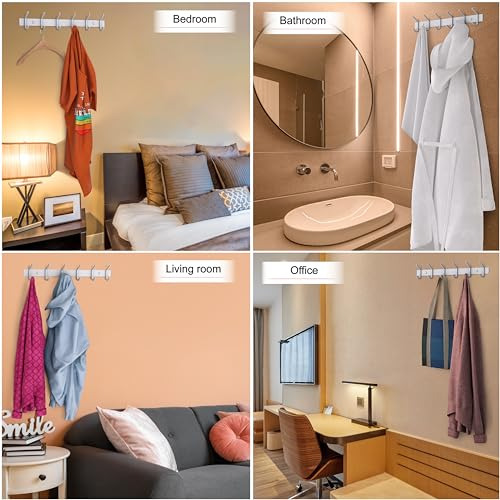 Perchero De Pared Blanco Con 6 Ganchos Dobles Resistente