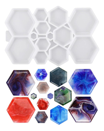 Molde De Resina Hexagonal  Para Aretes   13 Cavidades