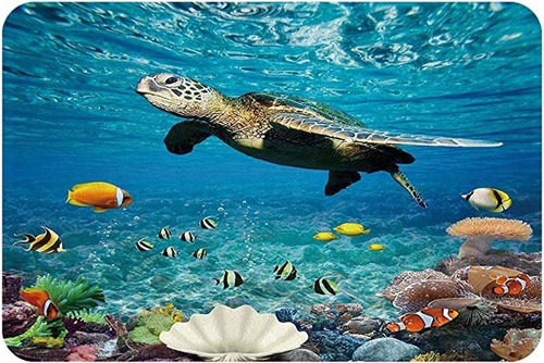 Sea Turtle - Alfombrilla De Baño Con Espuma Viscoelástica.