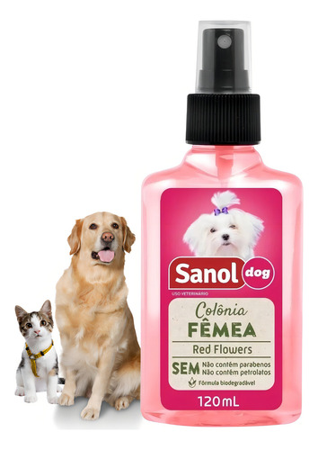 Sanol Dog Colonia 120ml Perfume Red Flowers Belle