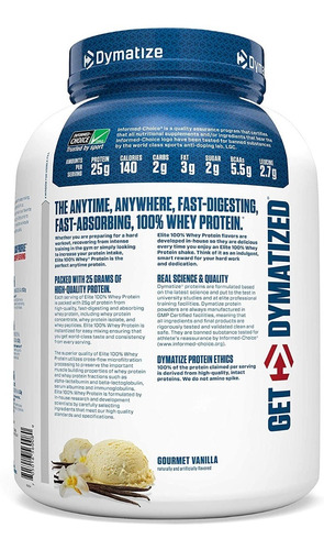 Imagen 4 de 4 de Proteína Elite 100% Whey Dymatize 5lbs -vainilla