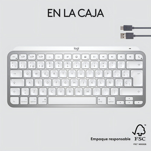 Teclado Logitech Mx Keys Mini Pale Grey Iluminado- Revogames Gris Pálido Español