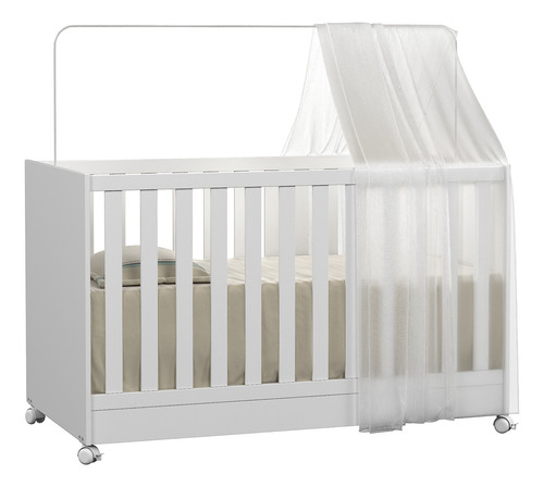 Conjunto Para Quarto Bebê Doce Sonho Guarda Roupa E Berço Com Colchão Cor Branco
