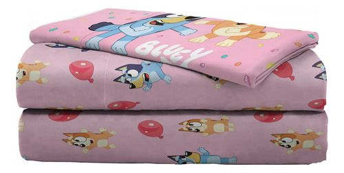 Set Sabanas Bluey Rosa 3pz Tamaño Individual Envio Gratis Rosa Animado