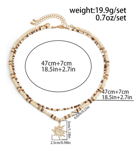 Juego De 2 Collares De Perlas De Madera De Cáscara De Coco C