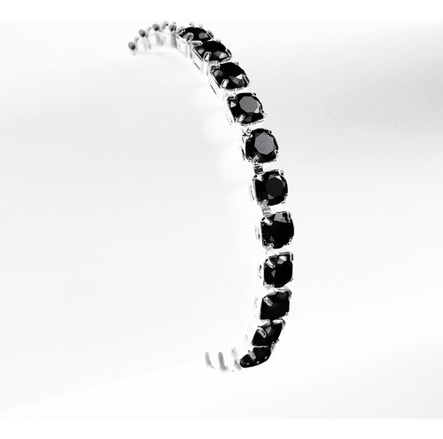 Pulseira Bracelete Luxo De Zircônia Cravejada Antialérgico Comprimento 17 Cm Cor Preto Diâmetro 5.6 Cm