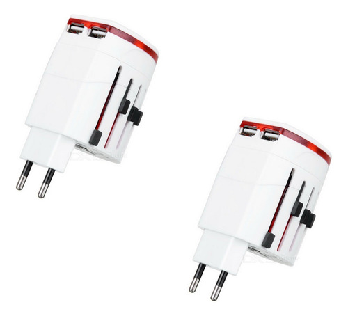 Enchufe Universal Adaptador Viajero Usb 150 Paises Pack X 2