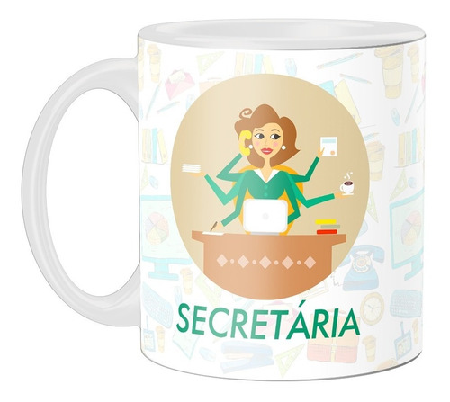 Caneca Personalizada Secretária 02 - Cerâmica 325ml - Giftme