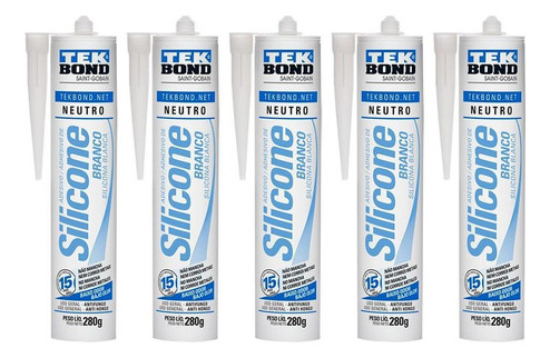 Silicone Neutro Tek Bond De Uso Geral Kit 5 Unidades 280g