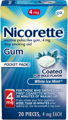 Nicorette Gum Chicles Con Nicotina  4g 20 Pzas Sabor Menta
