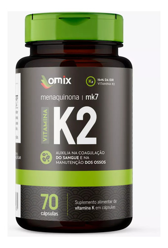 Vitamina K2 - Mk7 - 70 Cápsulas