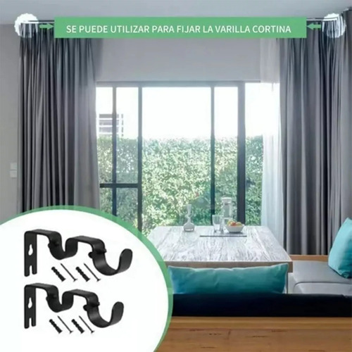 Soporte Set 3 Cortinero Doble Para Pared Ajustable Gancho