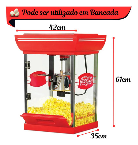 Carrinho De Pipoca Elétrico Coca Cola Vintage Vermelho 110v