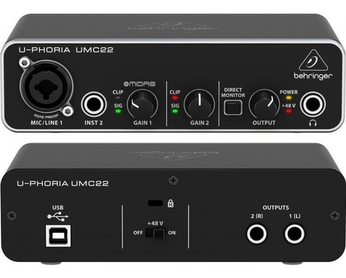 Behringer U-phoria Umc-22 Interface Usb Con Preamp Midas