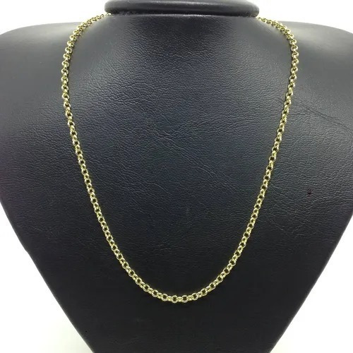 Corrente Elo Português 60cm Banhado A Ouro 18k Masculina 3mm