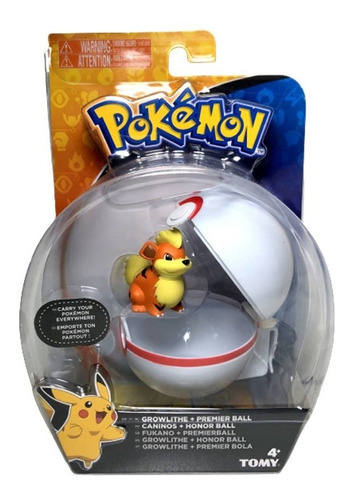 Boneco Colecionável Growlithe E Pokebola Pokémon Original