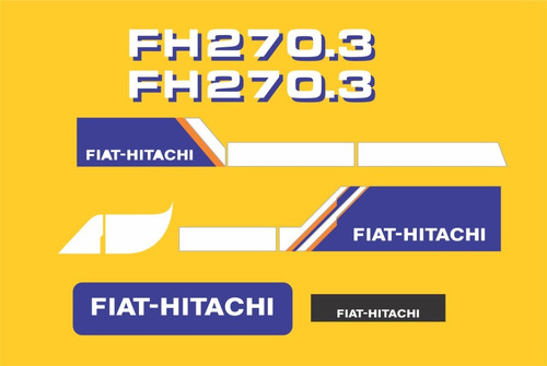 Kit Adesivos Escavadeira Compatível Com Fiat Hitachi Fh 270 Cor ADESIVO EMBLEMA GRÁFICO FH 270