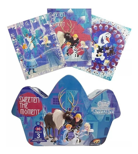 Set 3 Puzzle Olaf Otra Aventura Congelada Frozen Rompecabeza