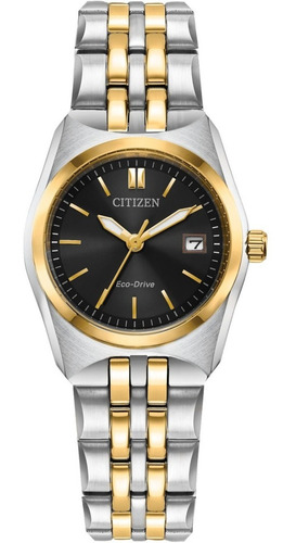 Citizen Corso Black Dial Stainless Ew2299-50e Color de la correa Plata y Oro Color del bisel Plata Y Oro Color del fondo Negro