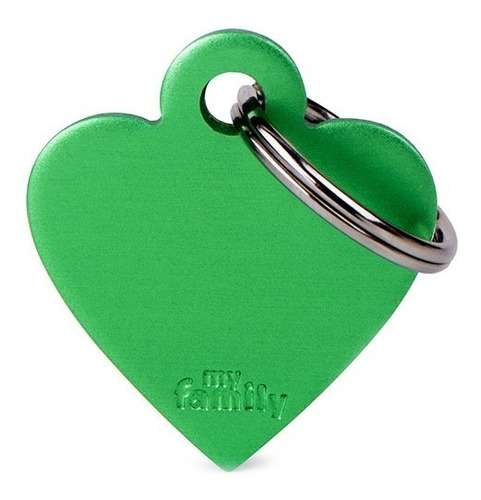 Chapita Id Mascotas Aluminio Small Heart Verde My Family