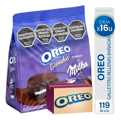 Caja Oreo Galletitas Bañadas En Chocolate Pack X16 Unidades