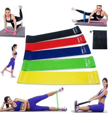 Kit 5 Mini Band Fita Elástica De Resistência Para Academia