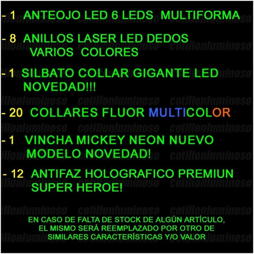 Combo Cotillón Luminoso 102 Artículos #tu-fiesta-unica