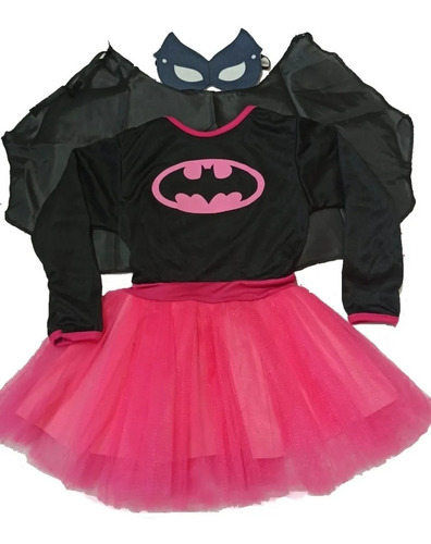 Disfraz Batichica Fucsia Batgirl Super Heroína Tutú Capa