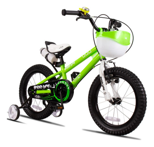 Bicicleta  de passeio Pro-X Free-boy aro 16 freios v-brakes e tambor cor verde com rodas de treinamento