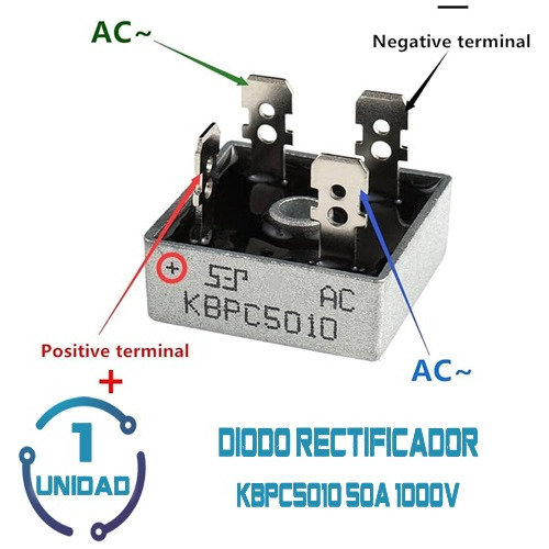 Diodo Rectificador De Potencia Kbpc5010 5010 50a 1000v