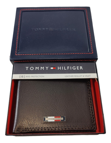 Billetera Tommy Hilfiger Original 31hp220104 Cuero Brown