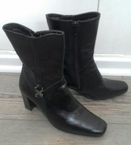 Botas Cuero Vac. Mujer 36 Taco Madera Suela Febo.comonuevas!