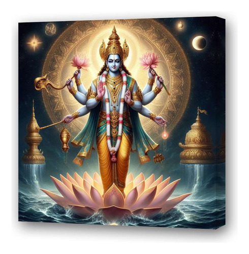 Cuadro 45x45cm Vishnu Preservador Hindú Dharma Dios M1