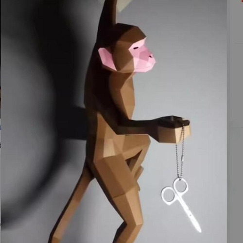 Modelo De Papel De Mono Escultura Creativa De Animal En 3d