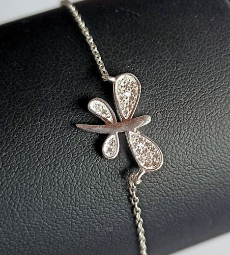 Pulsera Plata 925 Dije Mariposa Con Cubic 18cm Diámetro 2 Cm Largo 18 Cm