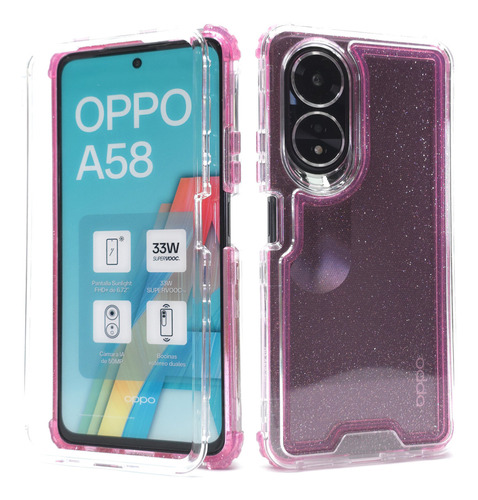 Funda 3 En 1 Para Oppo A58 4g Case Uso Rudo Protector Grueso